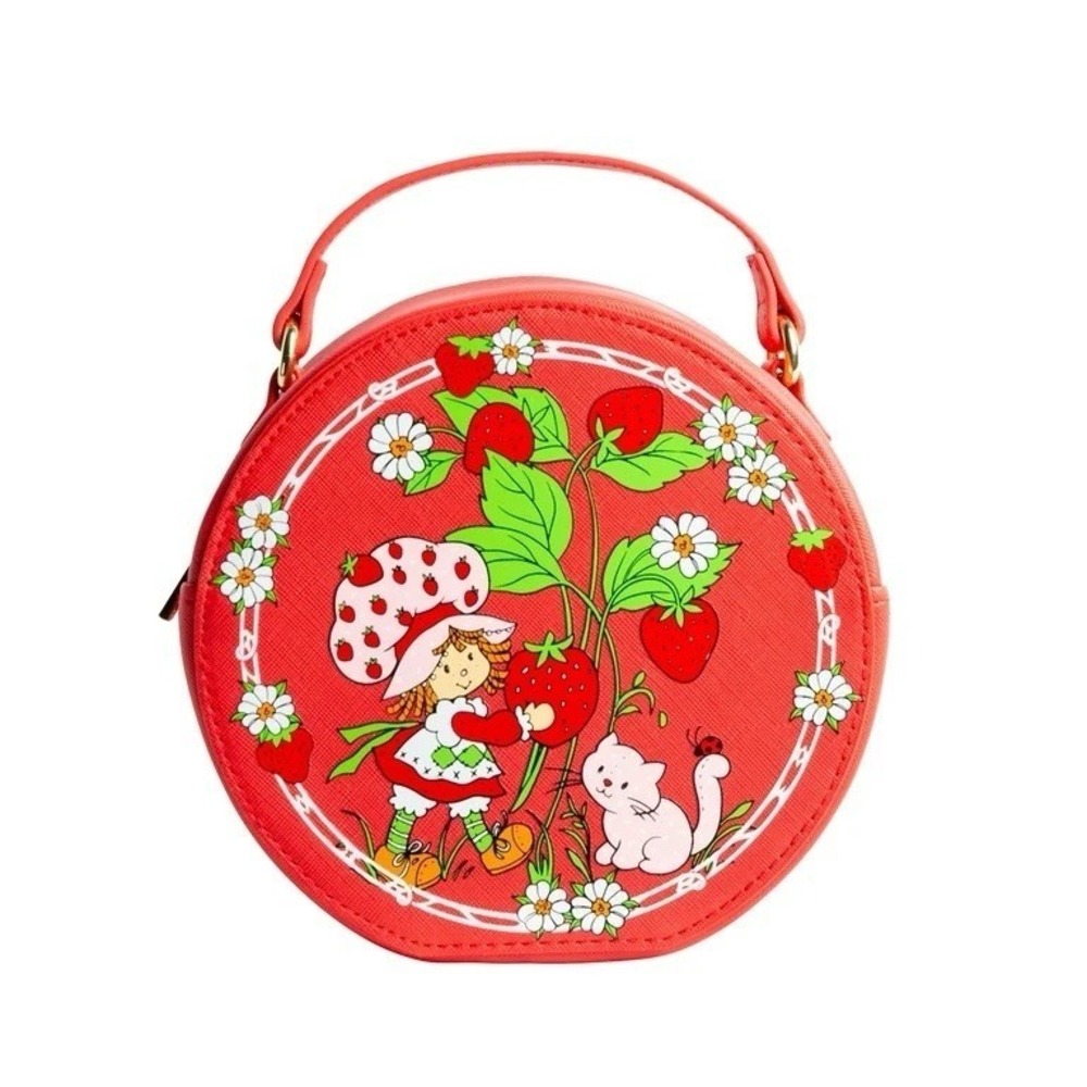 Strawberry Shortcake Berry Plucking Berries Red Faux Leather Crossbody Purse